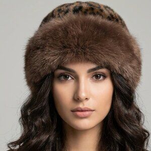Faux Fur Winter Bucket Hat Leopard